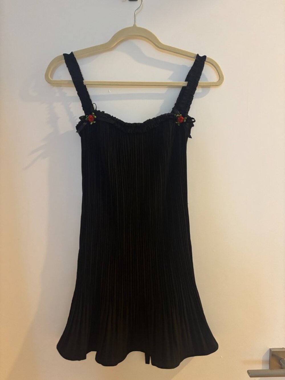 NWT Danielle Guizio Penelope Plisse Dress Black XXS